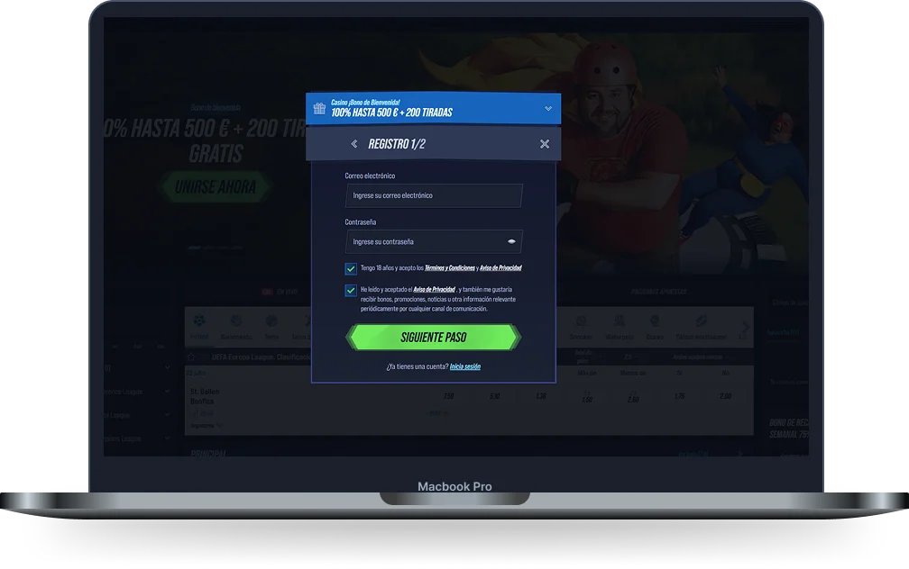 VegasHero Casino Registro y Bono VegasHero Casino formulario de registro con bono de bienvenida del 100% hasta 500 euros